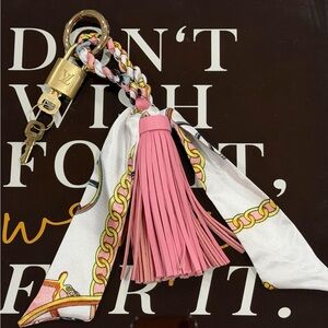 Authentic Louis Vuitton Padlock with keys and unbranded Tassel Key Holder #316